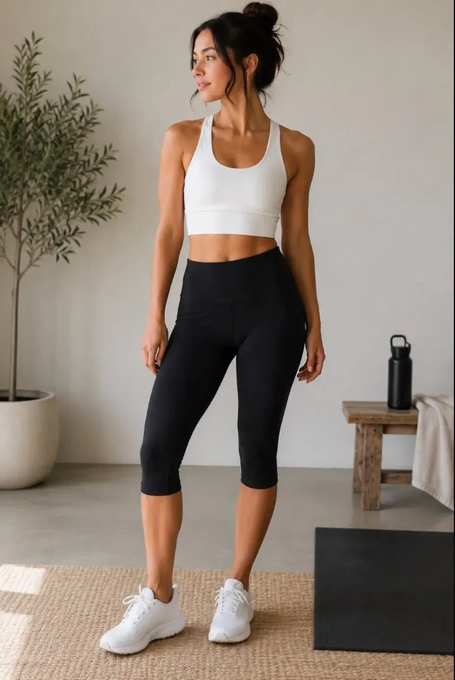 Lululemon Wunder Under Cropped Black Leggings SZ 4 Workout Pilates Gym Active